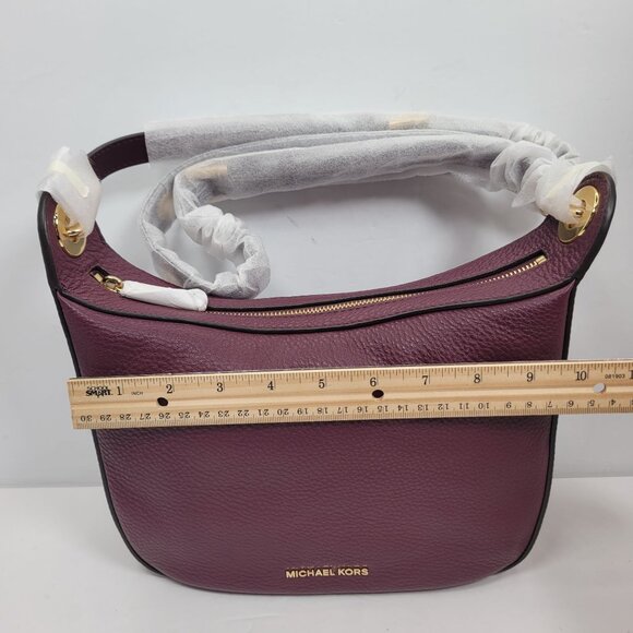 Michael Kors Raven Women's Plum MD Messenger Leather Hand Bag NWT - Picture 4 of 5